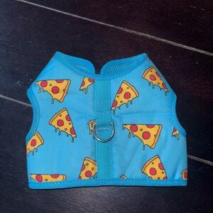 Blue Pizza Dog Harness waterproof small travel costume food cute funny puppy cat